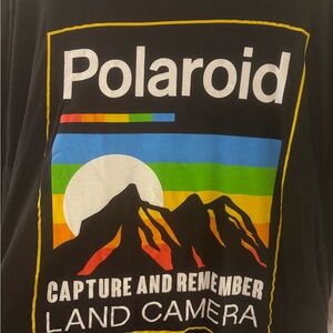 Polaroid Black Tee with Multicolor Mountain Graphic